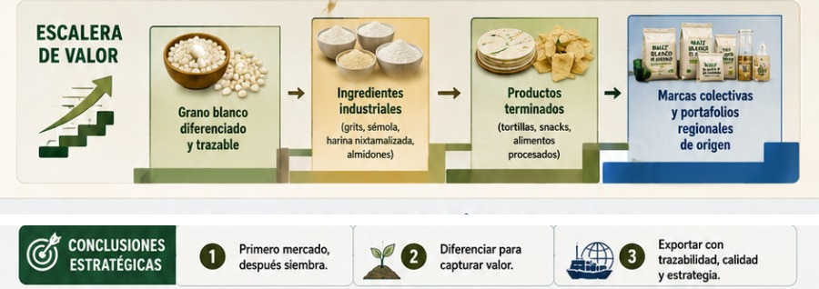 Figura 3: Propuesta de la futura red mexicana de comercialización de maíz blanco, hubs regionales y agregación de valor.