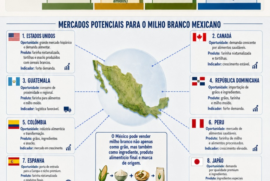 Figura 2: Principais mercados consumidores e importadores de milho no mundo, 2021-2026.